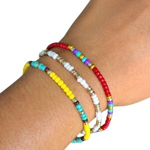 3pcs Set Beaded Anklet Bracelet Summer Beach Bohemian Jewelry Retro Y2K Boho